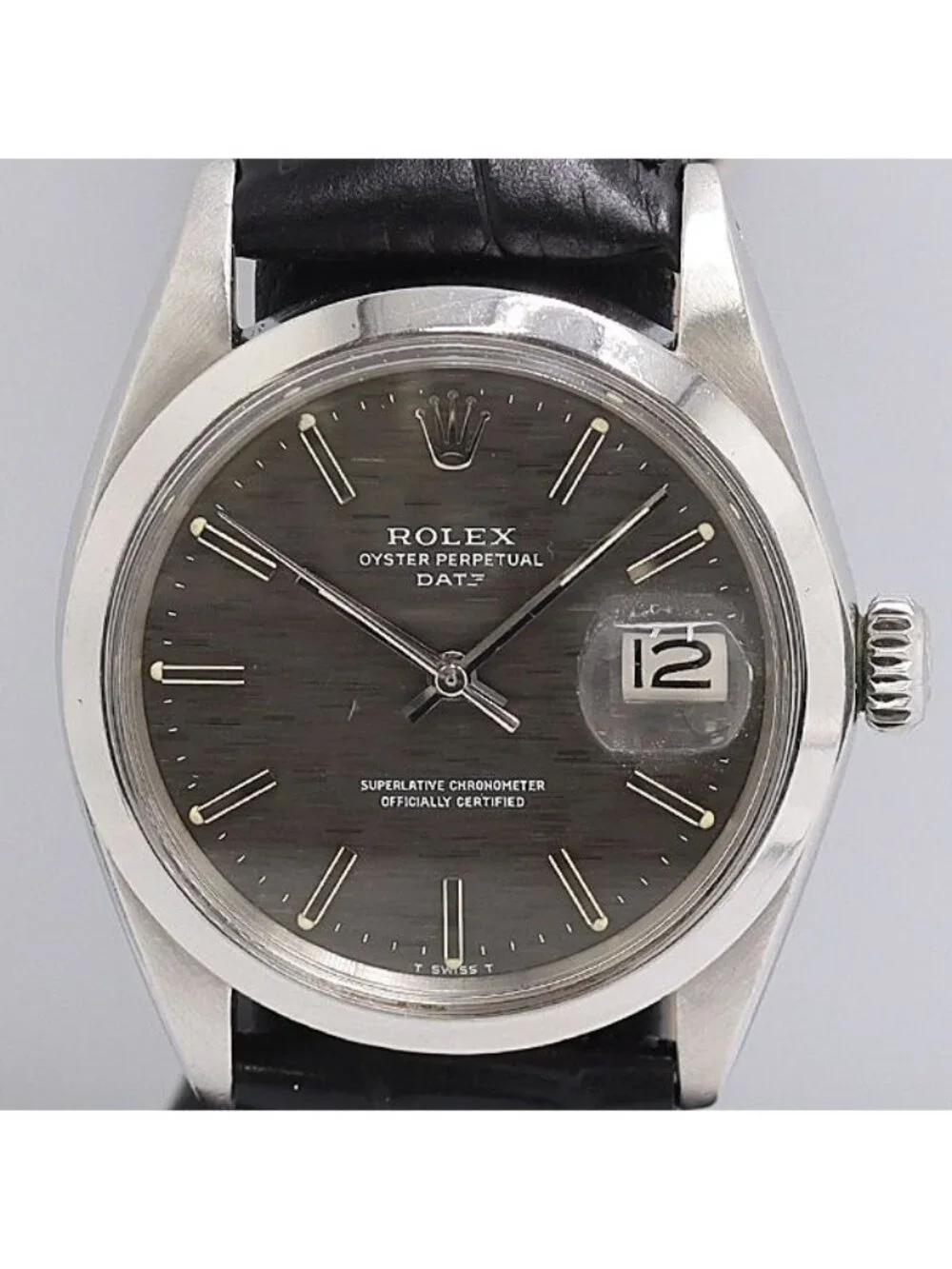 Rolex Oyster Perpetual Date Hand Wound Gray Dial Watch